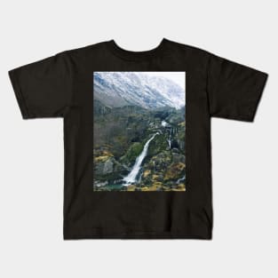 Norwegian Mountainside Waterfall Briksdalsbreen Kids T-Shirt